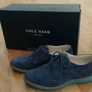 Cole Haan Blue Suede Women's Oxfords
